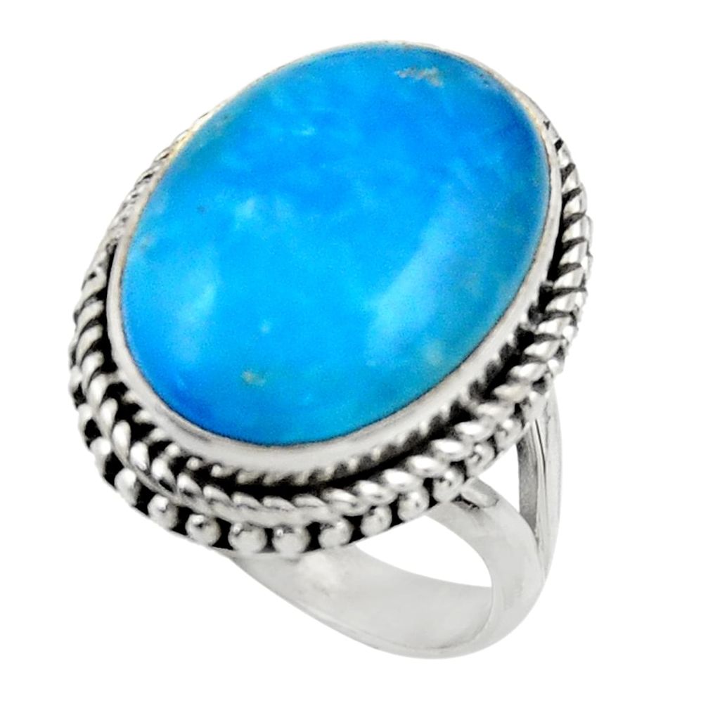15.54cts blue smithsonite 925 sterling silver solitaire ring size 8.5 r28498