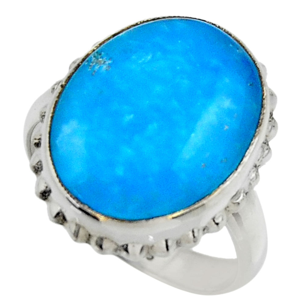 13.55cts blue smithsonite 925 sterling silver solitaire ring size 7.5 r28503