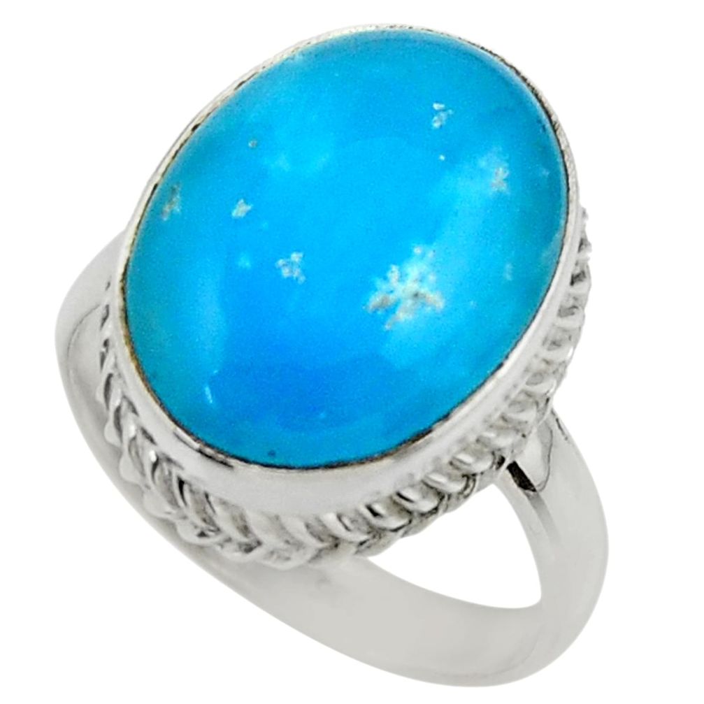 13.31cts blue smithsonite 925 sterling silver solitaire ring size 7.5 r28507