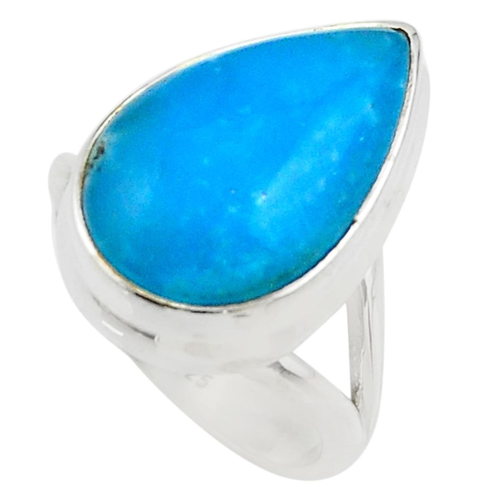 11.91cts blue smithsonite 925 sterling silver solitaire ring size 6 r28511