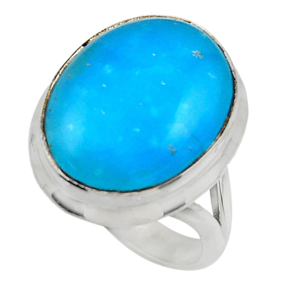 13.70cts blue smithsonite 925 sterling silver solitaire ring size 7 r28500