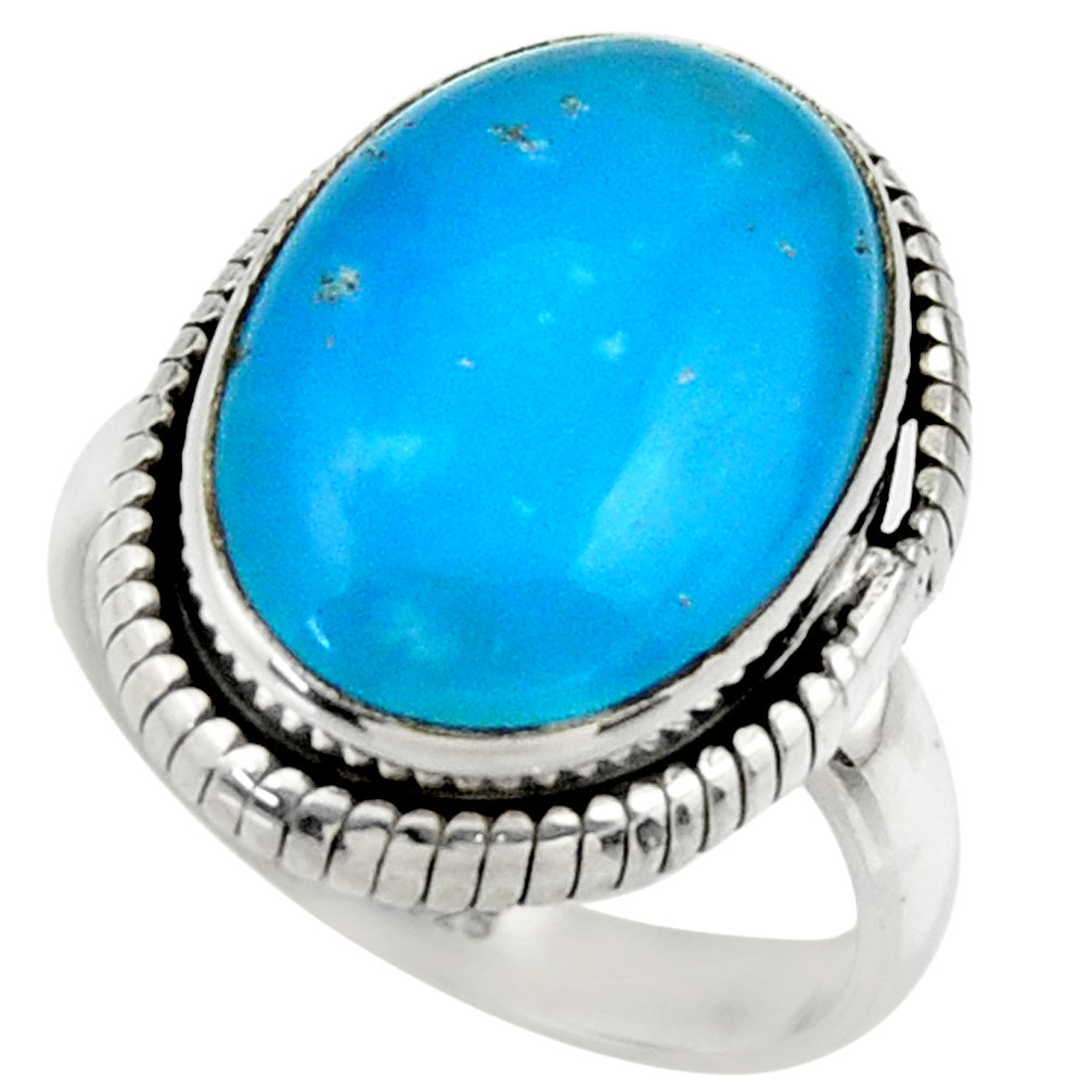11.83cts blue smithsonite 925 sterling silver solitaire ring size 7 r28517