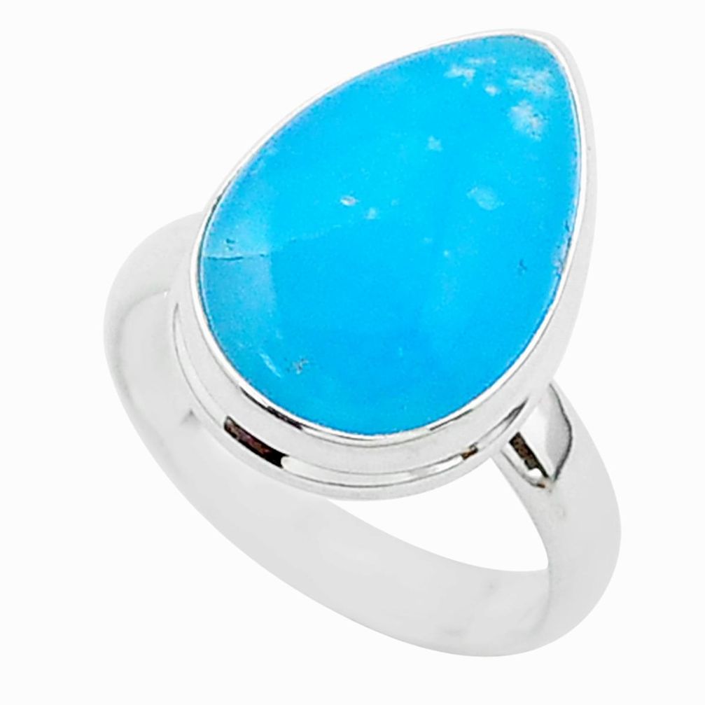 7.72cts blue smithsonite 925 sterling silver solitaire ring size 7 r95761