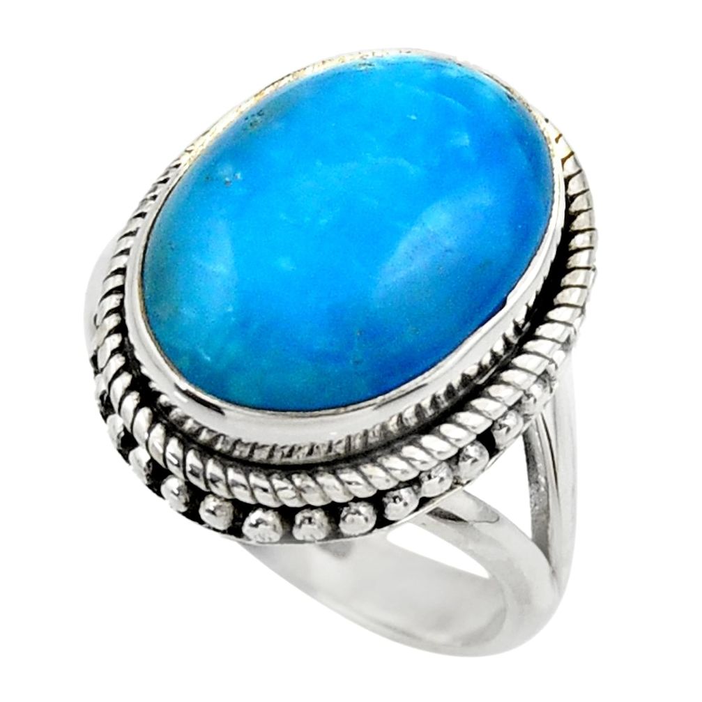 11.02cts blue smithsonite 925 sterling silver solitaire ring size 8 r28489