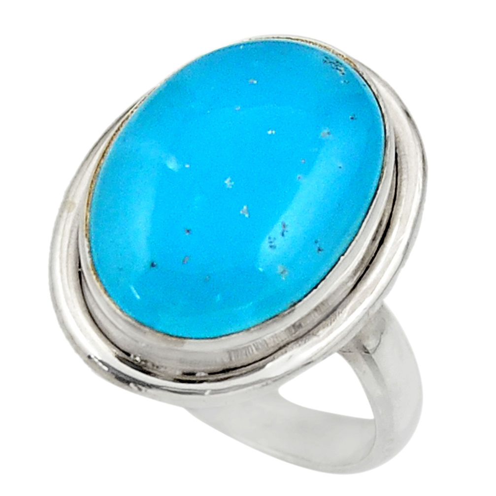 10.73cts blue smithsonite 925 sterling silver solitaire ring size 8 r28493