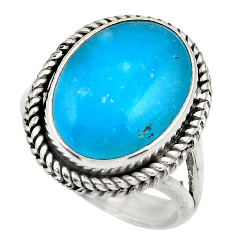 13.98cts blue smithsonite 925 sterling silver solitaire ring size 8 r28495