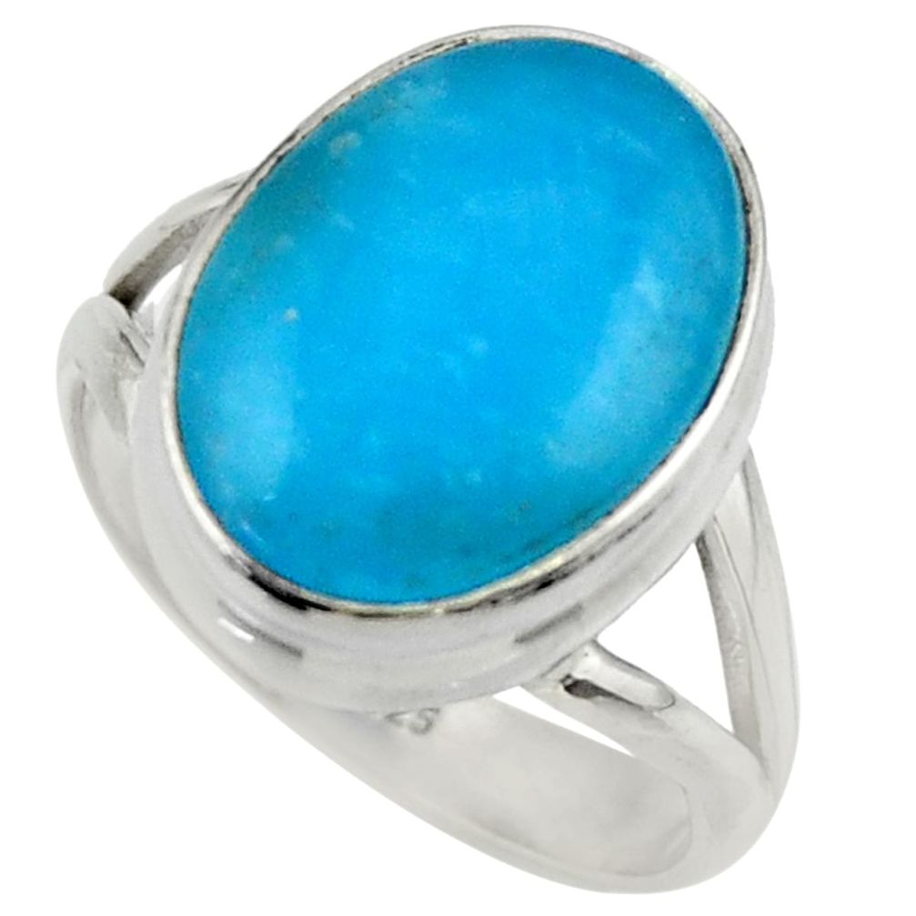 10.49cts blue smithsonite 925 sterling silver solitaire ring size 8 r28502