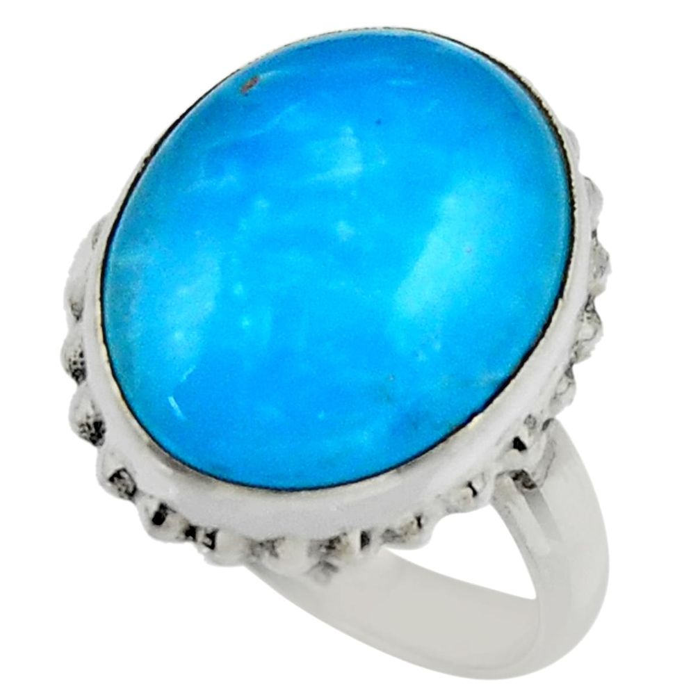 12.36cts blue smithsonite 925 sterling silver solitaire ring size 8 r28506