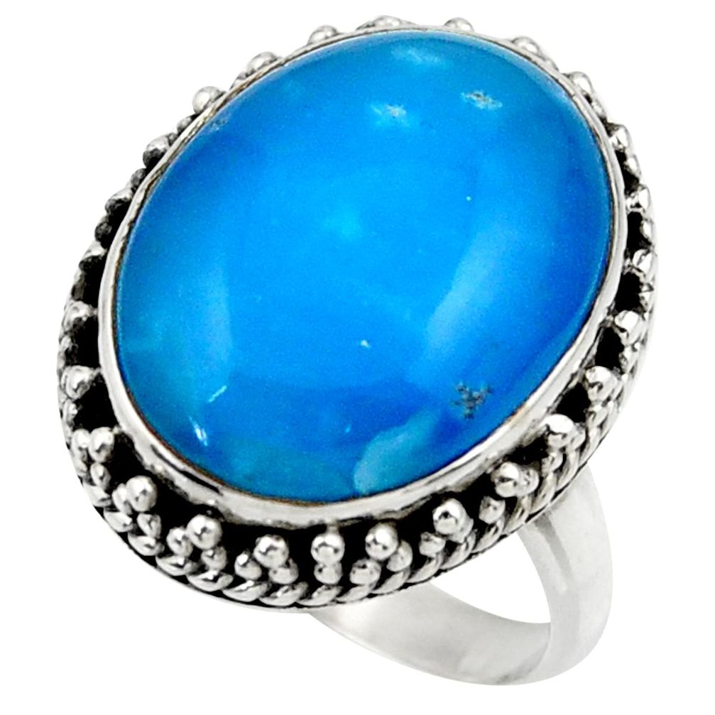 15.60cts blue smithsonite 925 sterling silver solitaire ring size 8 r28651