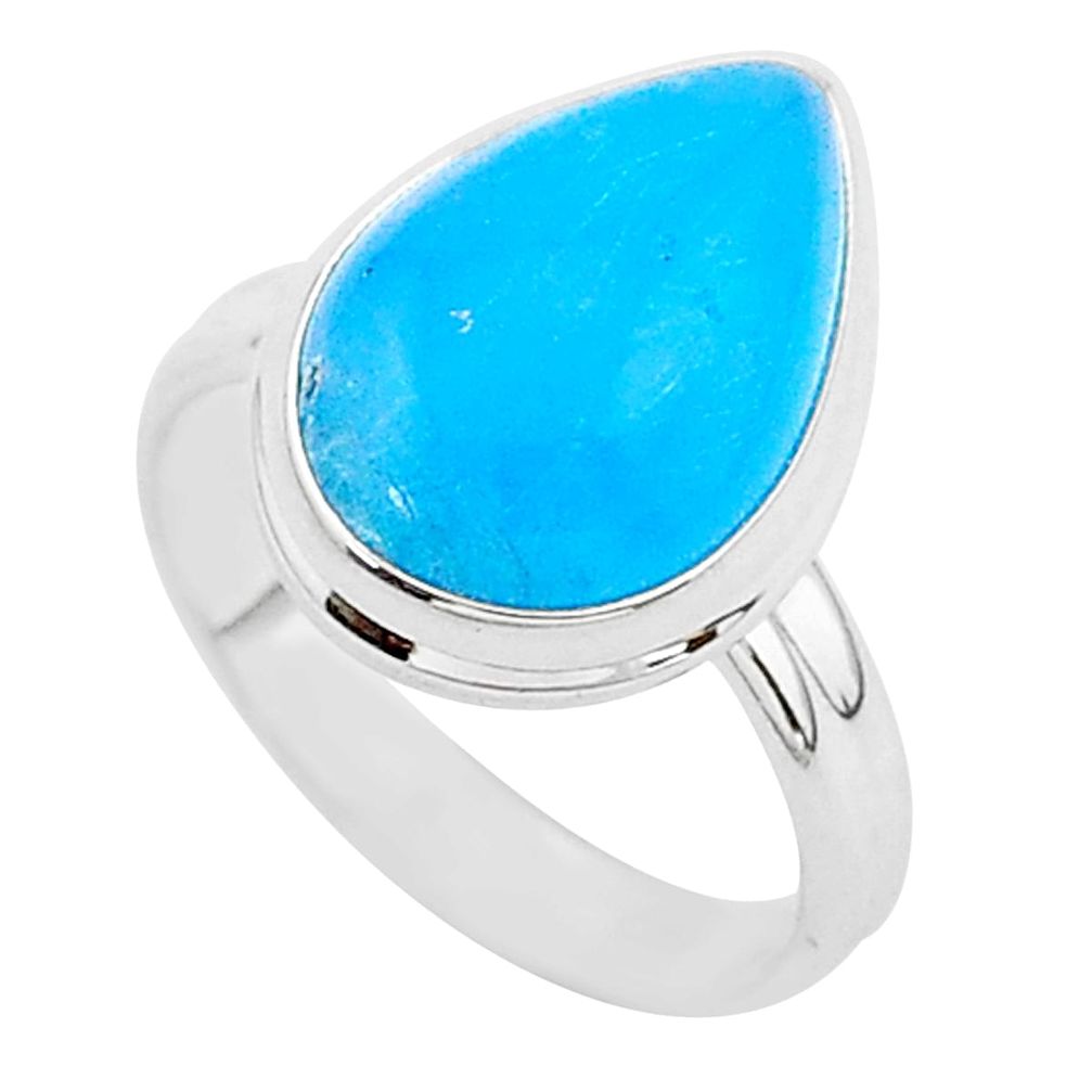 8.26cts blue smithsonite 925 sterling silver solitaire ring size 8 r95766