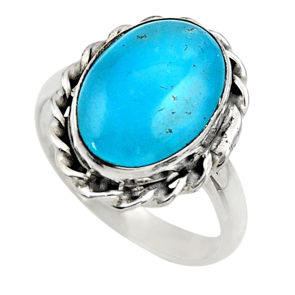 6.61cts blue smithsonite 925 sterling silver solitaire ring size 9 r28483