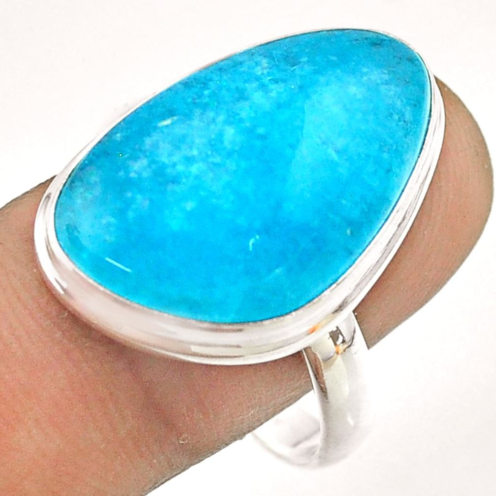 17.20cts blue smithsonite fancy sterling silver ring jewelry size 10.5 t54303