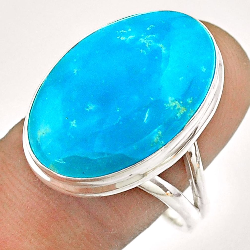 16.17cts blue smithsonite oval 925 sterling silver ring jewelry size 10 t54307