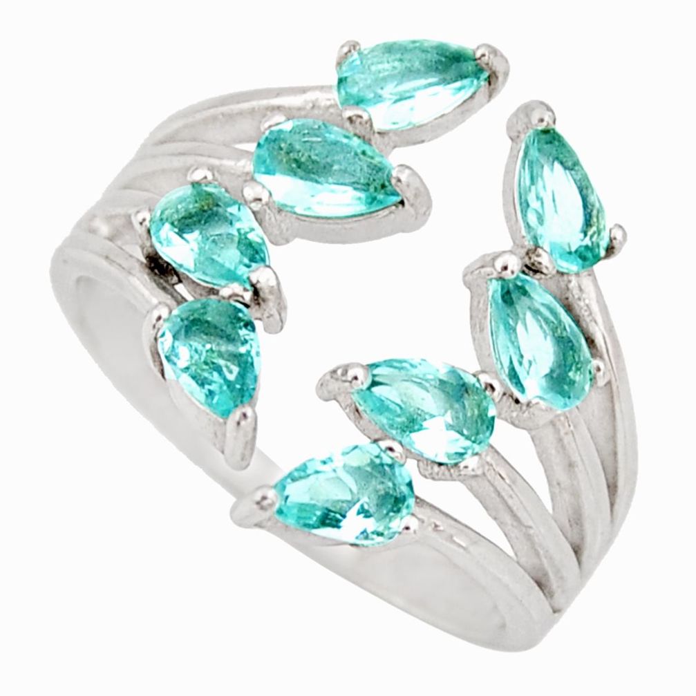 4.07cts blue topaz quartz 925 sterling silver adjustable ring size 7 c9096