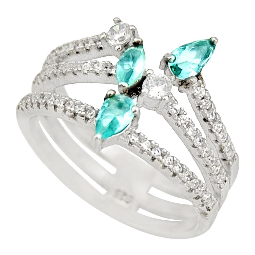 3.28cts blue topaz quartz topaz 925 sterling silver ring jewelry size 7.5 c9138