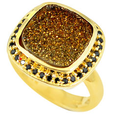 Bronze druzy cushion 925 sterling silver ring jewelry size 7 c20634