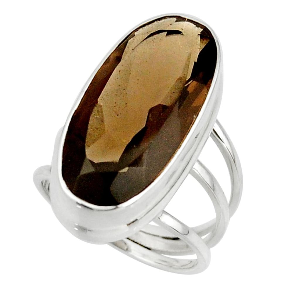 16.74cts brown smoky topaz 925 sterling silver ring jewelry size 7 r42127