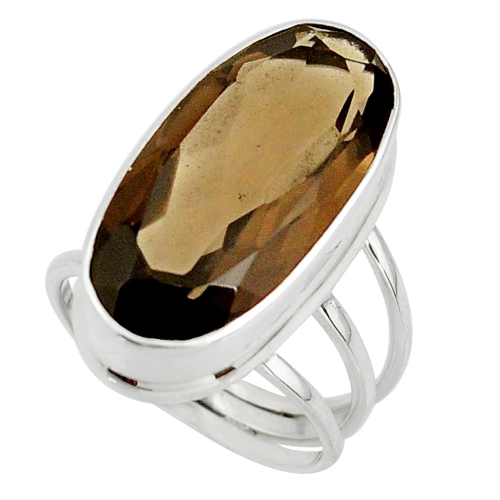 17.62cts brown smoky topaz 925 sterling silver ring jewelry size 7 r42129