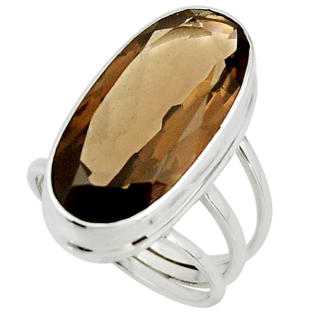 16.70cts brown smoky topaz 925 sterling silver ring jewelry size 8 r42135