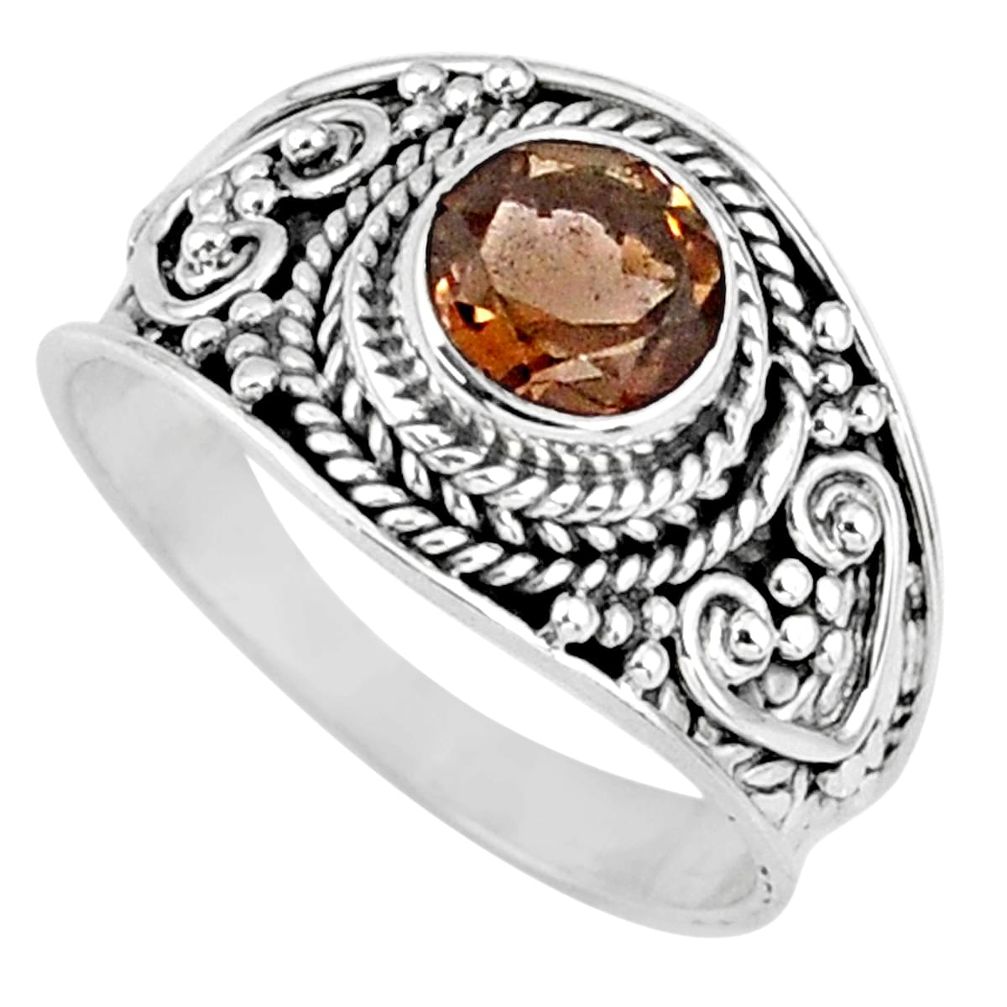 1.45cts brown smoky topaz 925 sterling silver solitaire ring size 6.5 r58581