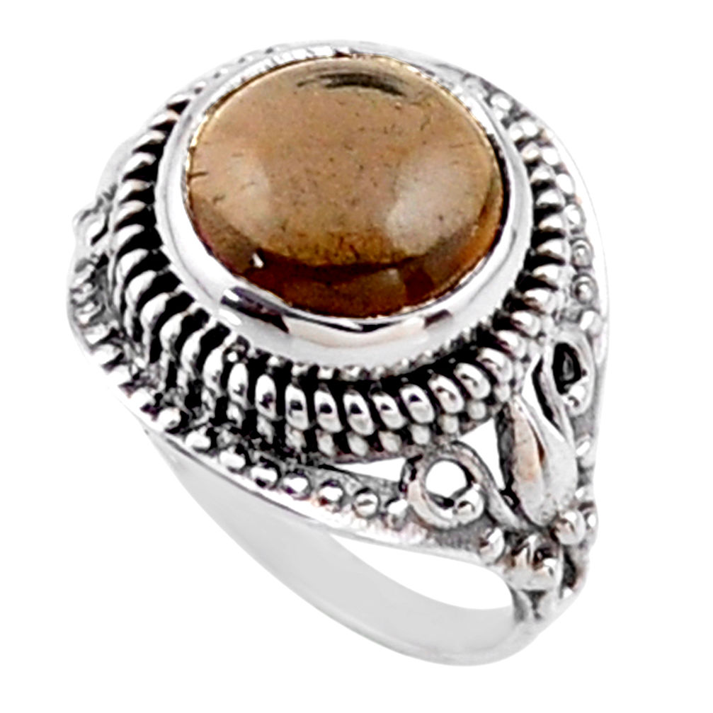 5.31cts brown smoky topaz 925 sterling silver solitaire ring size 6 r54590