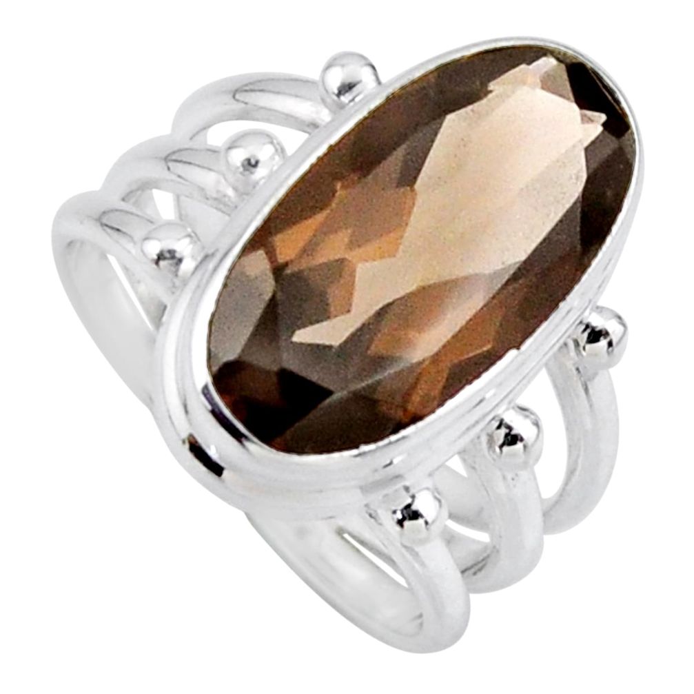 8.27cts brown smoky topaz 925 sterling silver solitaire ring size 7 r55995