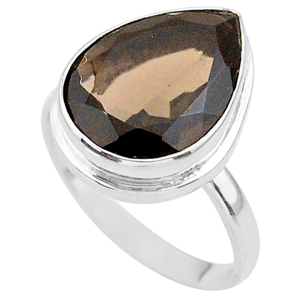 9.99cts brown smoky topaz pear 925 sterling silver ring jewelry size 9 t33957