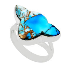 9.56cts bull kingman ice blue dahlia 925 sterling silver ring size 7 n30197