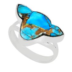 8.78cts bull kingman ice blue dahlia fancy 925 silver ring size 8 n30207