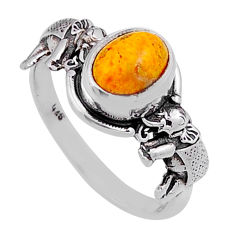 1.82cts bumble bee australian jasper 925 silver elephant ring size 6.5 n49802