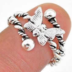 Butterfly indonesian bali style solid 925 silver adjustable ring size 6 c28757