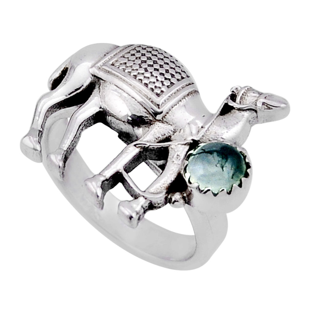 0.94cts camel natural labradorite round silver adjustable ring size 6.5 n40336
