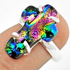 10.10cts carving dichroic glass fancy 925 silver holy cross ring size 6 u28865