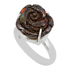 10.55cts carving flower natural boulder opal fancy silver ring size 8.5 y46736