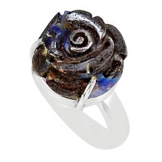 8.94cts carving flower natural brown boulder opal silver ring size 5.5 y46721