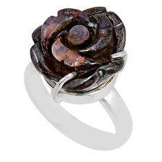 9.61cts carving flower natural brown boulder opal silver ring size 6.5 y46739