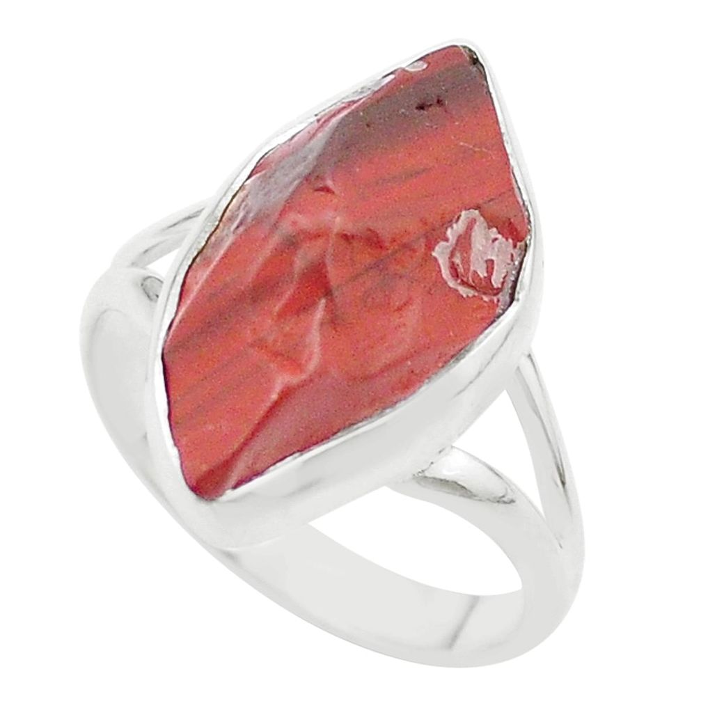 6.86cts chakra healing natural jasper red sterling silver ring size 8 u46796