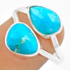 7.56cts checker cut blue arizona mohave turquoise 925 silver ring size 8 u18802