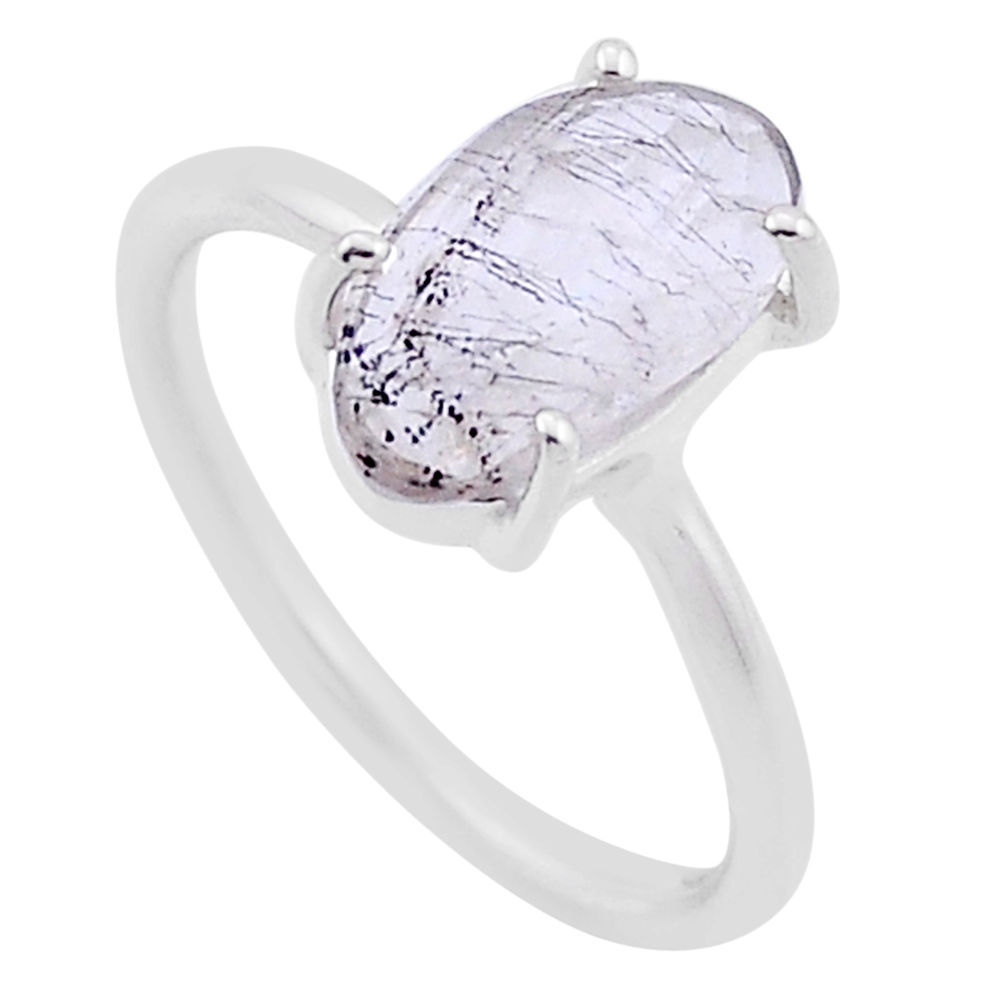 Checker cut cacoxenite super seven (melody stone) 925 silver ring size 6 n48342