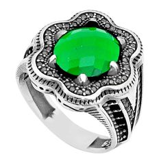 5.81cts checker cut green emerald (lab) 925 silver mens ring size 8.5 c27946