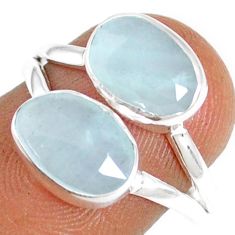 6.70cts checker cut natural blue aquamarine fancy 925 silver ring size 7 t82086