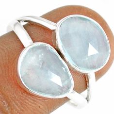 7.97cts checker cut natural blue aquamarine fancy 925 silver ring size 8 t82087