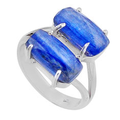 9.37cts checker cut natural blue kyanite 925 sterling silver ring size 6 n48792
