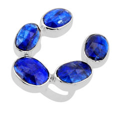 16.70cts checker cut natural blue kyanite fancy 925 silver ring size 6.5 n52842