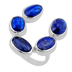 17.46cts checker cut natural blue kyanite fancy 925 silver ring size 7.5 n52845
