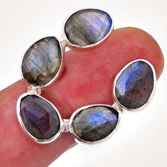 16.31cts checker cut natural blue labradorite fancy silver ring size 8.5 n52859