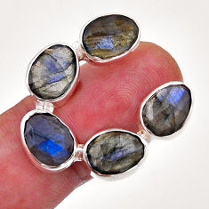 16.15cts checker cut natural blue labradorite fancy silver ring size 6 n52858