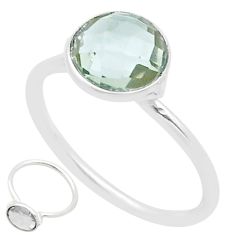4.83cts checker cut natural green amethyst 925 silver ring jewelry size 9 u54482
