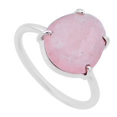 5.22cts checker cut natural pink morganite fancy 925 silver ring size 7.5 n48351