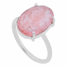 5.44cts checker cut natural pink morganite fancy 925 silver ring size 7 n48341